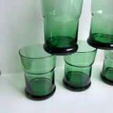 Set of 6 green glasses design 70s