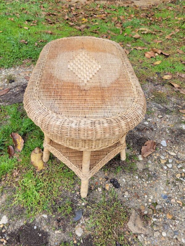 Table basse en rotin, vers 1960