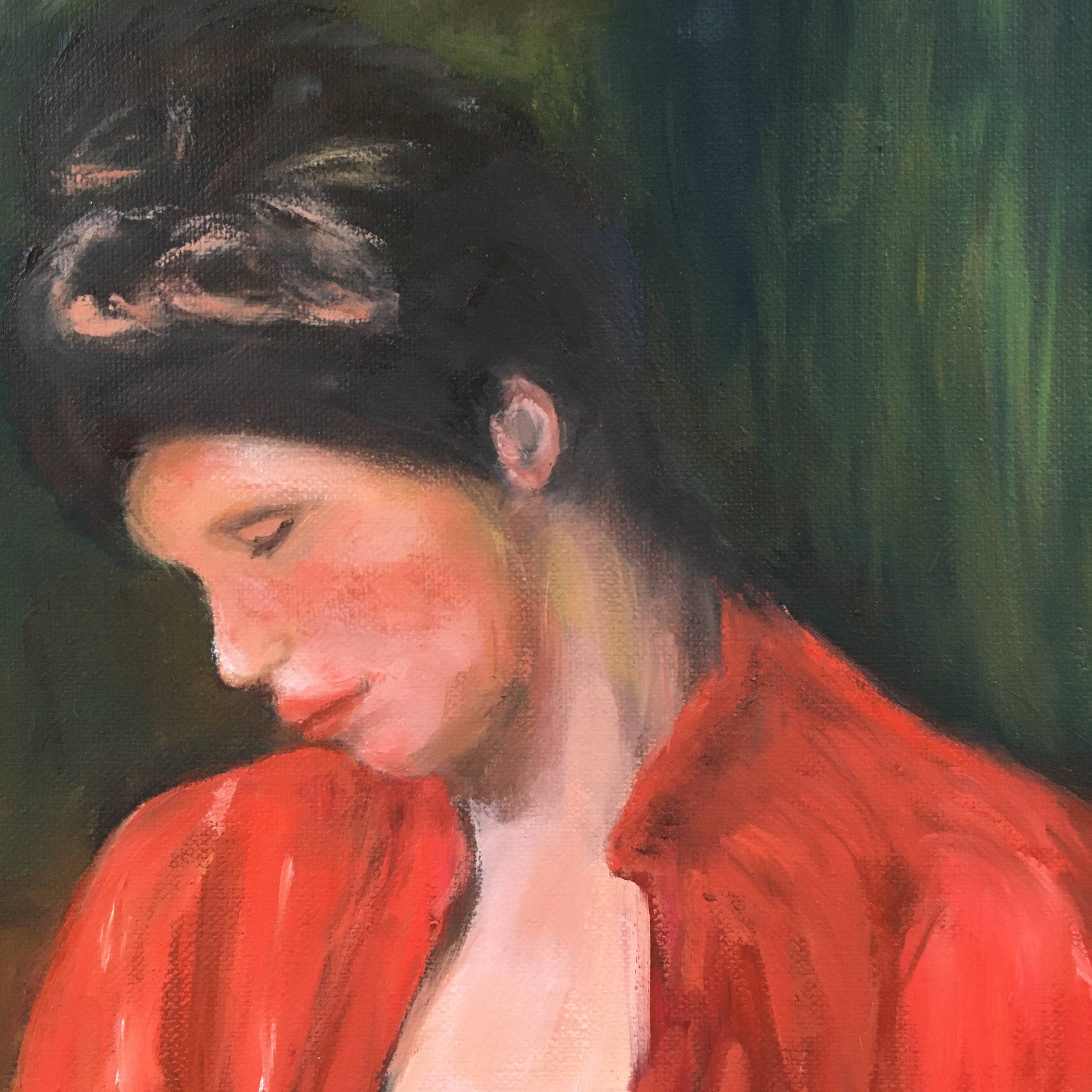 Painting woman breastfeeding her child