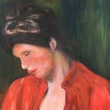 Painting woman breastfeeding her child