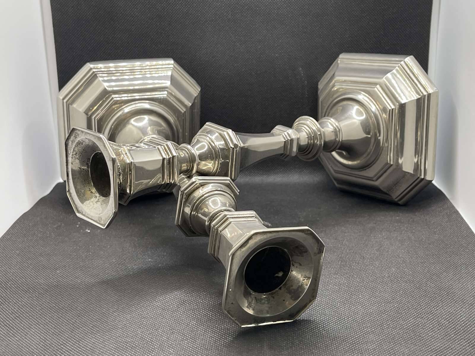 Pair of English silver-plated candlesticks from the 1950s