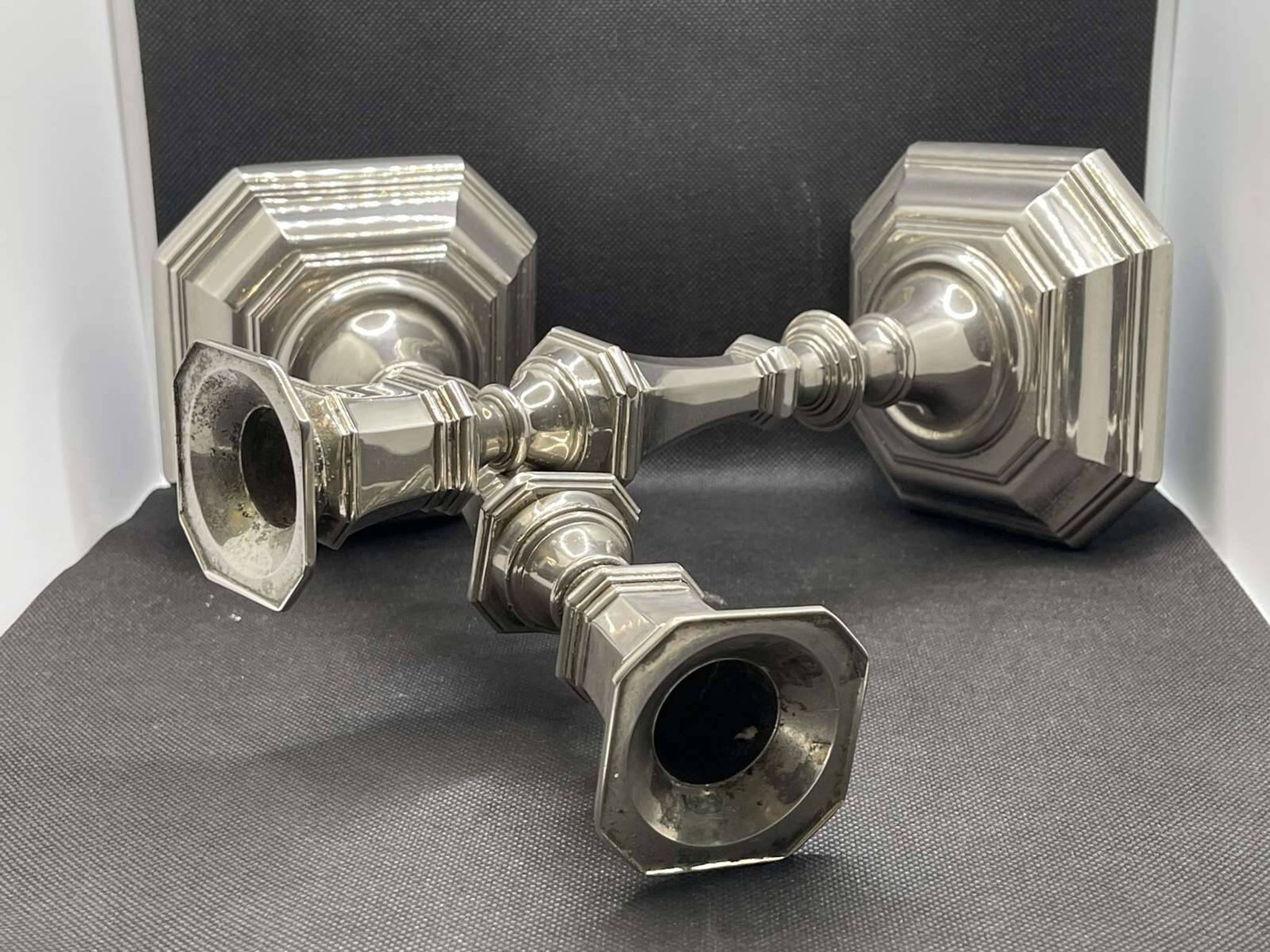 Pair of English silver-plated candlesticks from the 1950s