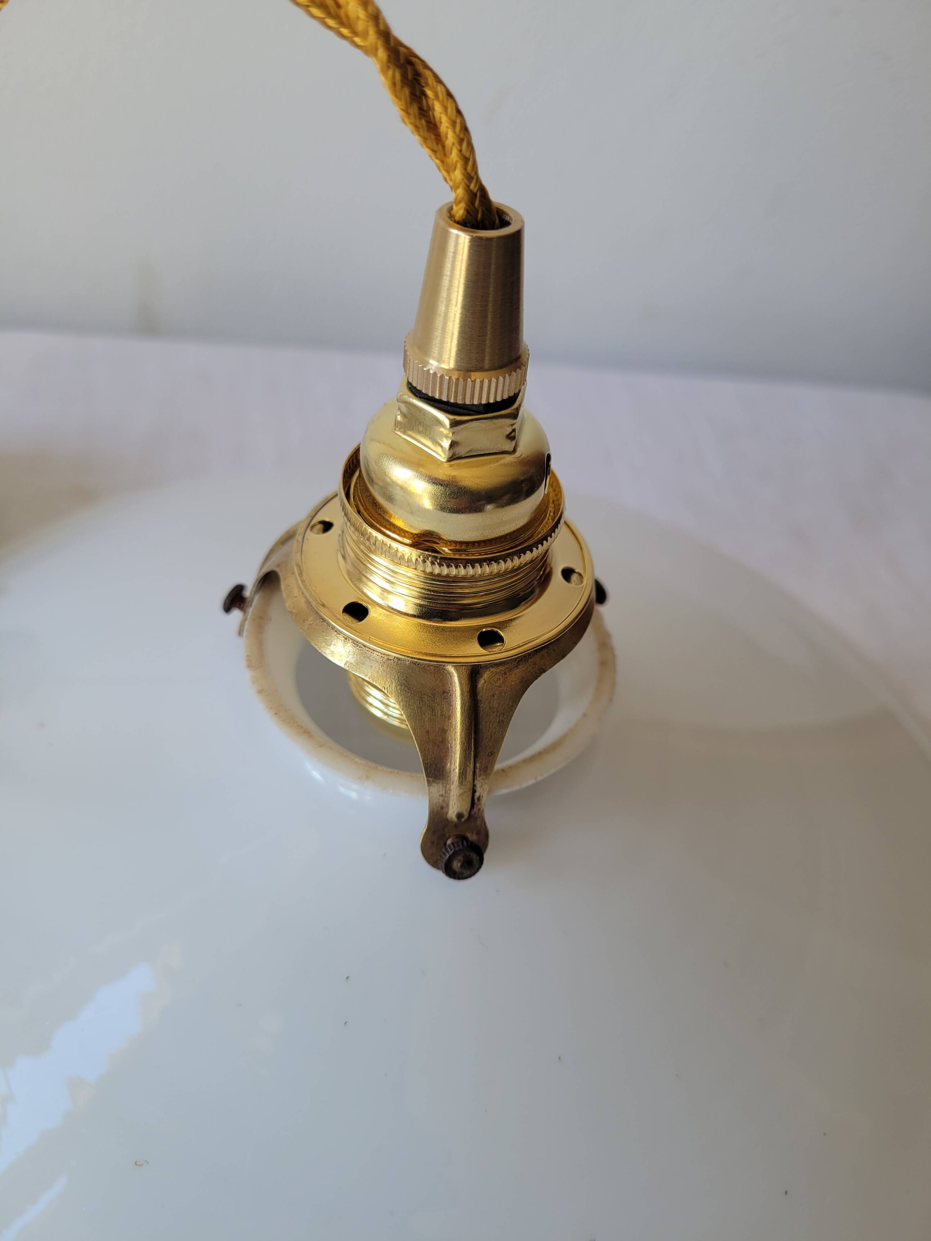 Duo of white opaline pendant lights