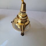 Duo of white opaline pendant lights