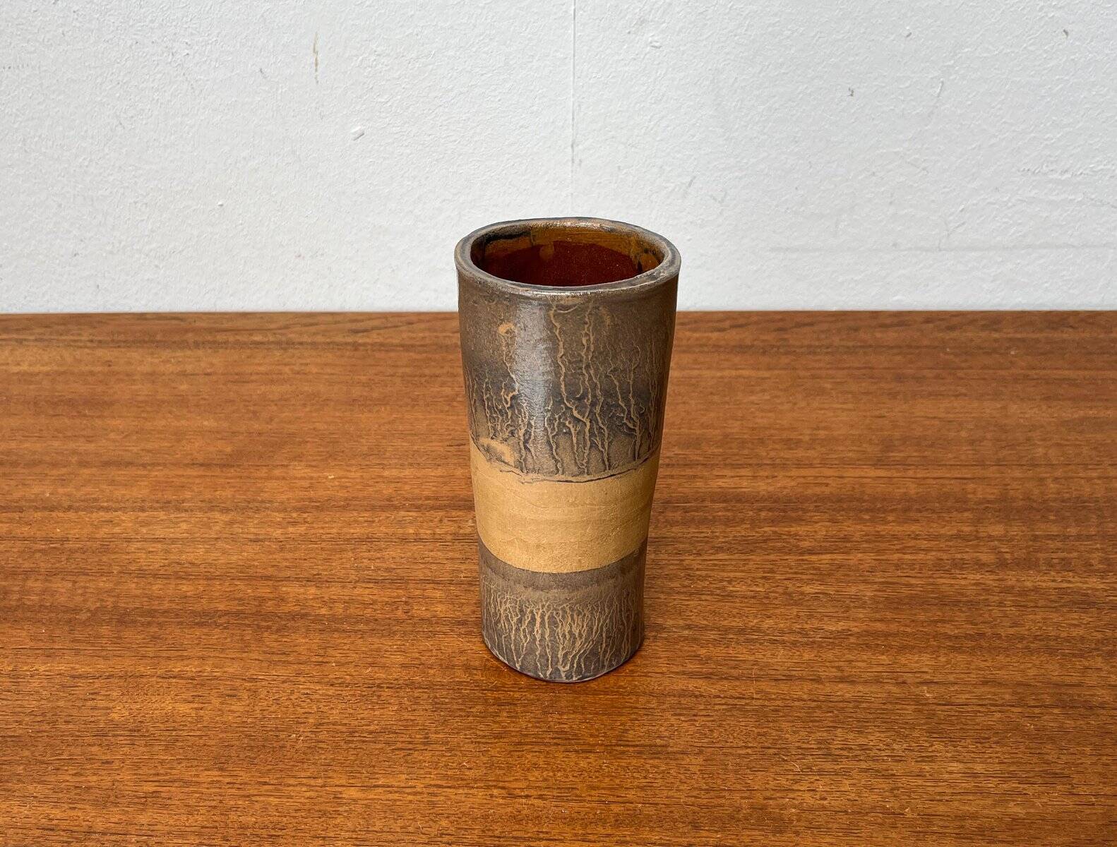Vintage German brutalist studio pottery vase, 1979