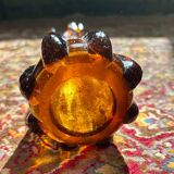 Vase soliflore en verre soufflé ambré vintage