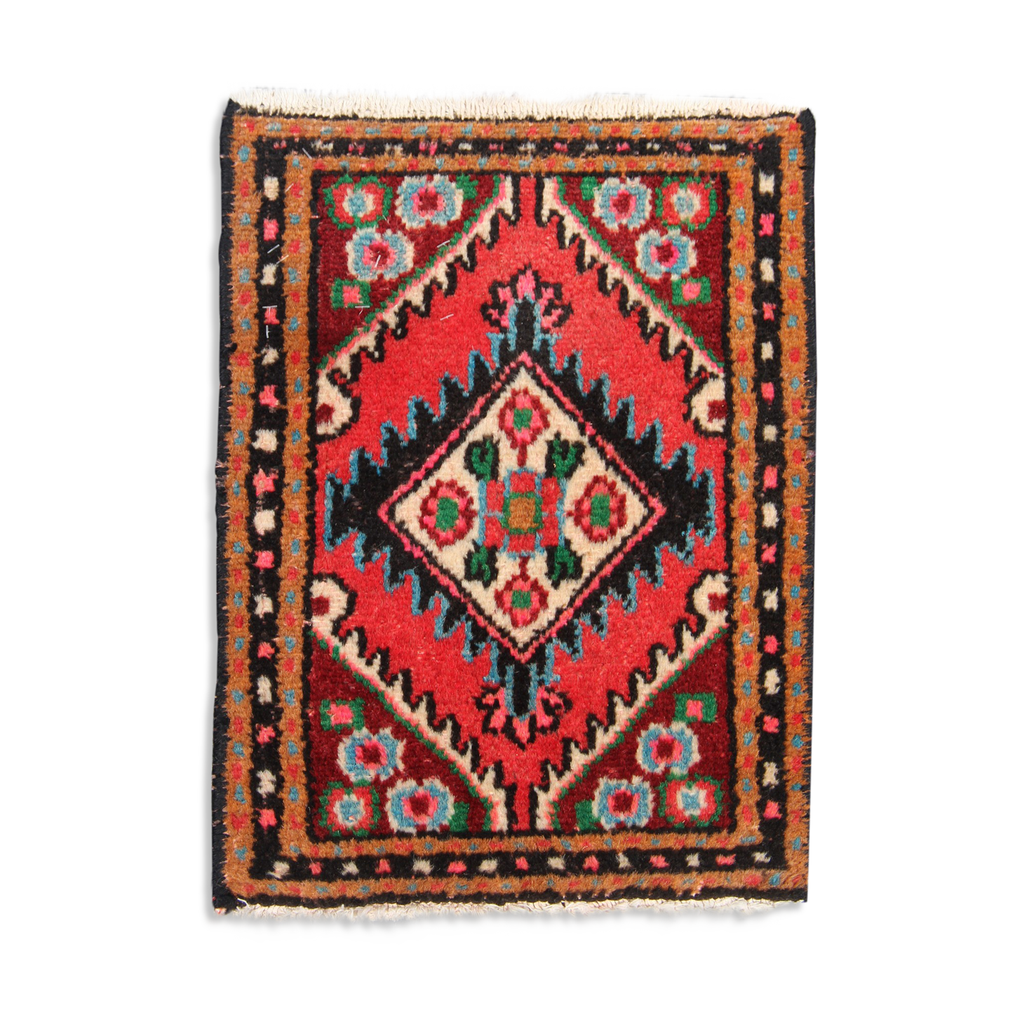 Vintage persian rug, handwoven oriental area carpet mat- 37x55cm