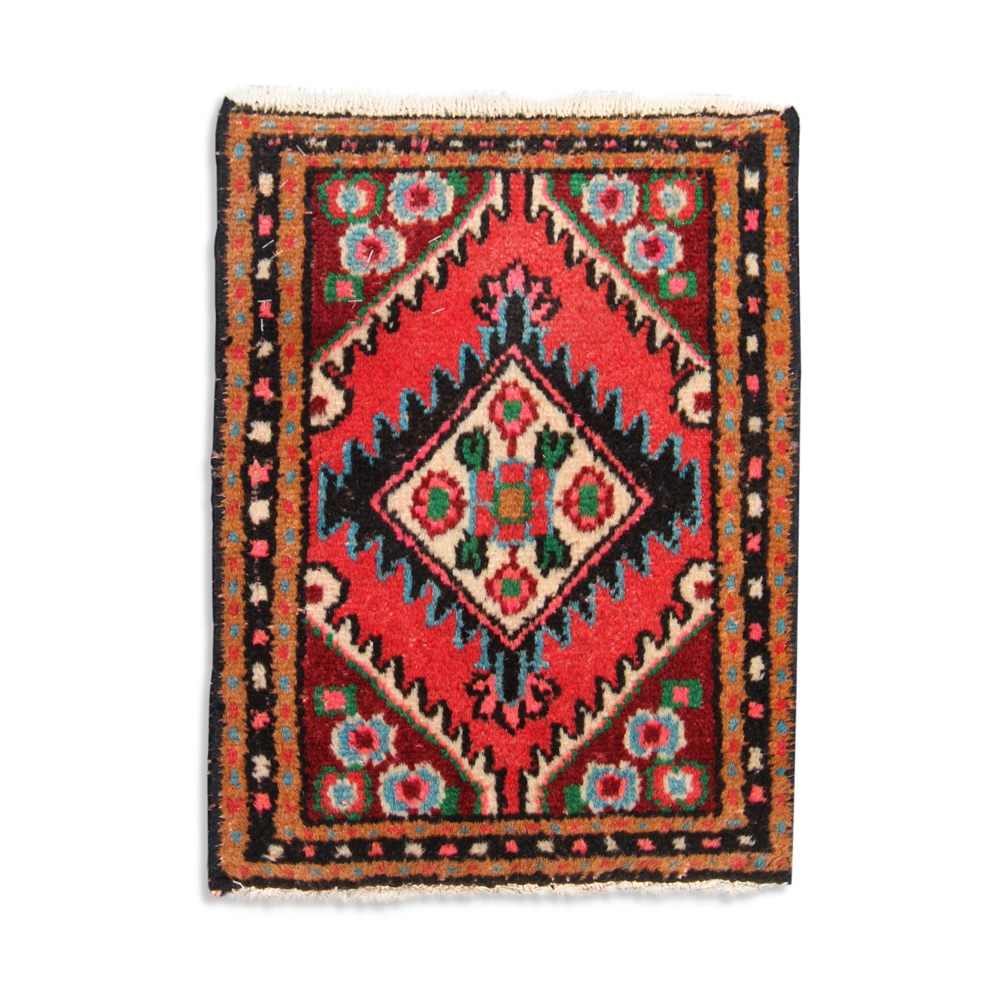 tapis persan vintage, oriental tissé à la main Mat- 37x55cm