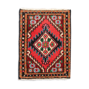 Vintage persian rug, handwoven oriental area carpet mat- 37x55cm
