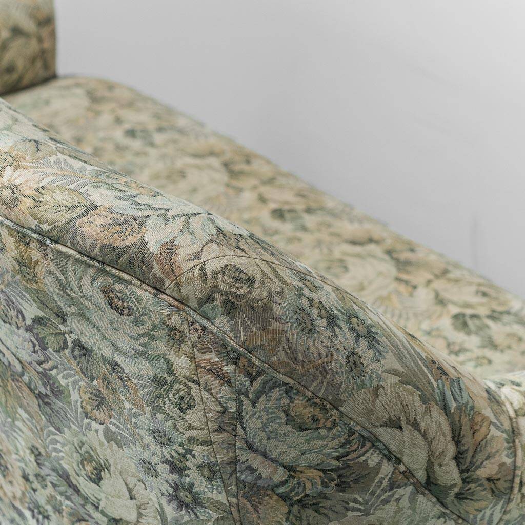 Banquette 2 places en tissu fleuri, années 1950