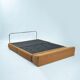 Bauhaus style tubular sleeping sofa in yellow ocre wool