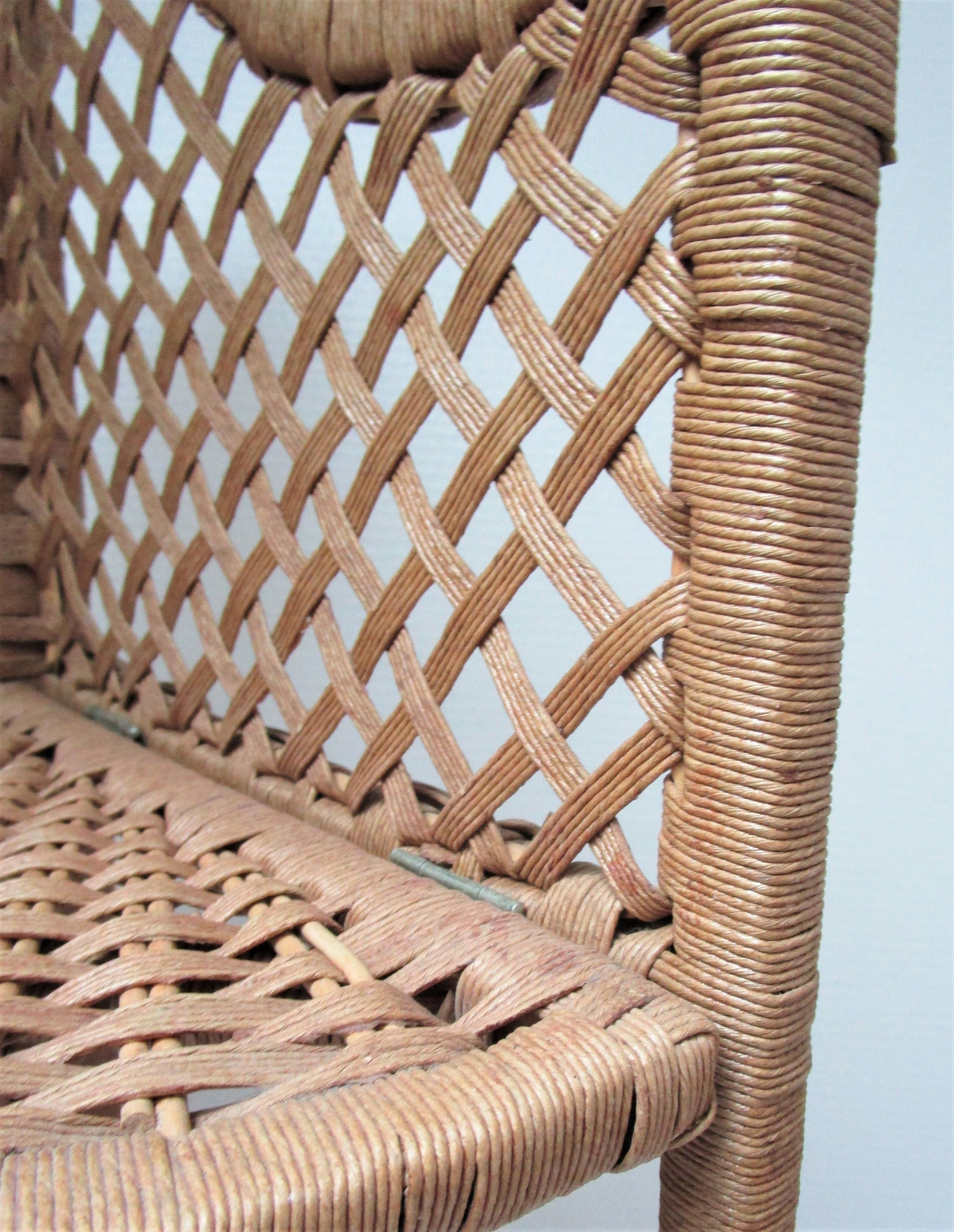 Corner shelf made of vintage braided natural fibers
