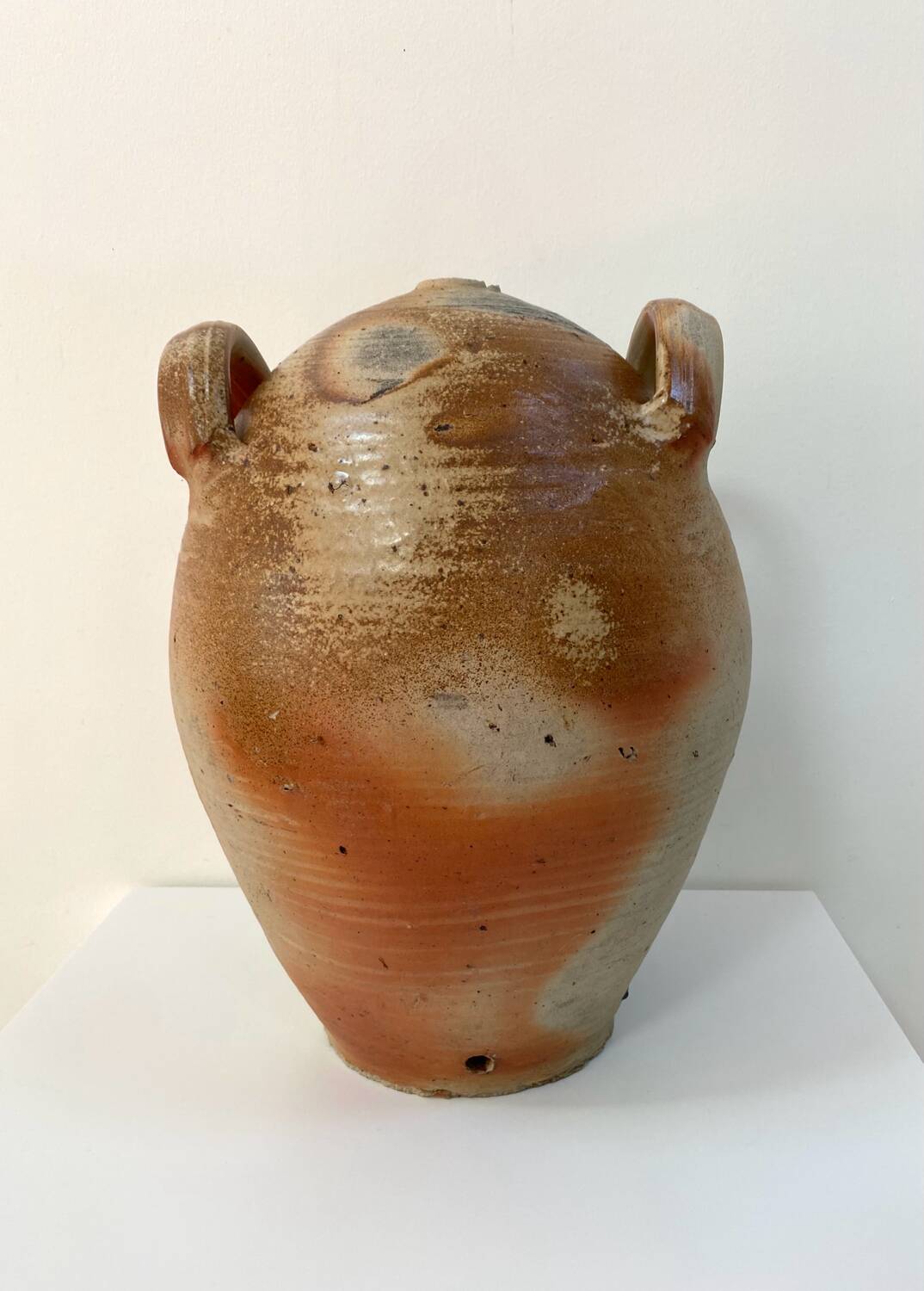 Large old vinegar jar in glazed stoneware