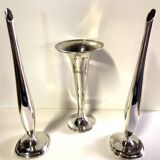 Lots de Petits Vases Soliflores Anciens Laiton & Bronze Argenté WMF Art Déc