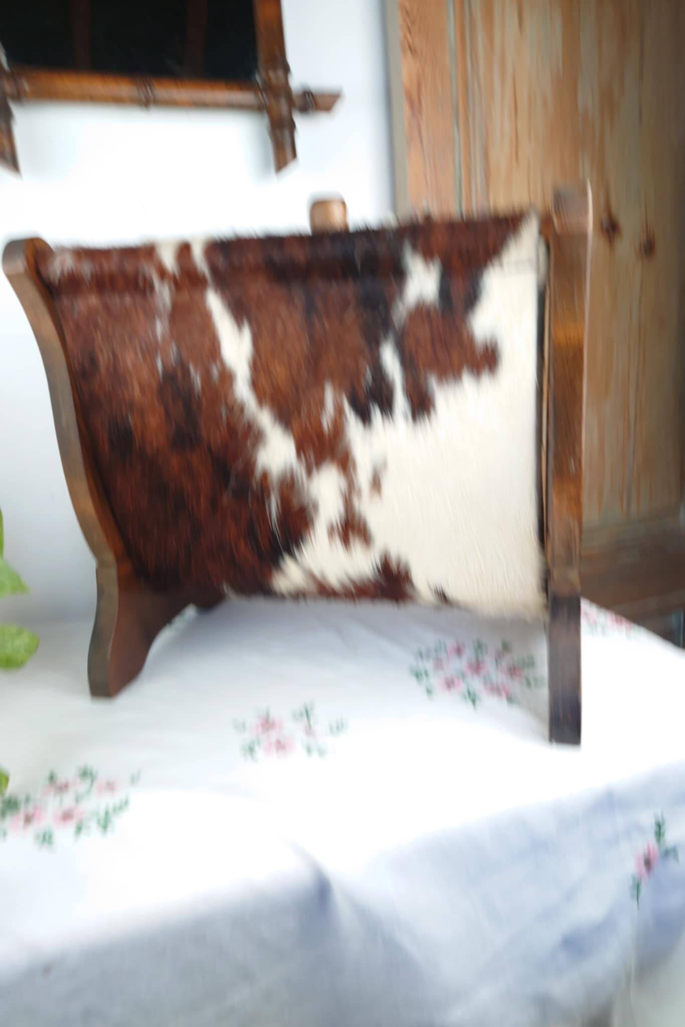 Vintage magazine rack wood and natural leather 37x39.5x26 cm 1.76 kg