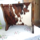Vintage magazine rack wood and natural leather 37x39.5x26 cm 1.76 kg