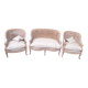 Louis XV style living room sofa and 2 armchairs - canework and carved wood