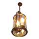 Lanterne suspendue à 2 lumières en laiton vintage français avec abat-jour en verre cylindrique 4948