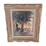 Gouache painting on cardboard signed a.Bernier - Framed under glass - 1970-80