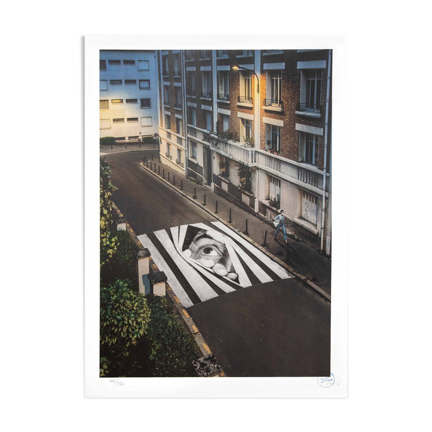 Jr, finding hope, night view, paris, france, 2020, unframed lithograph