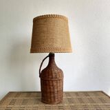 Wicker lamp, jute lampshade, cable 2m