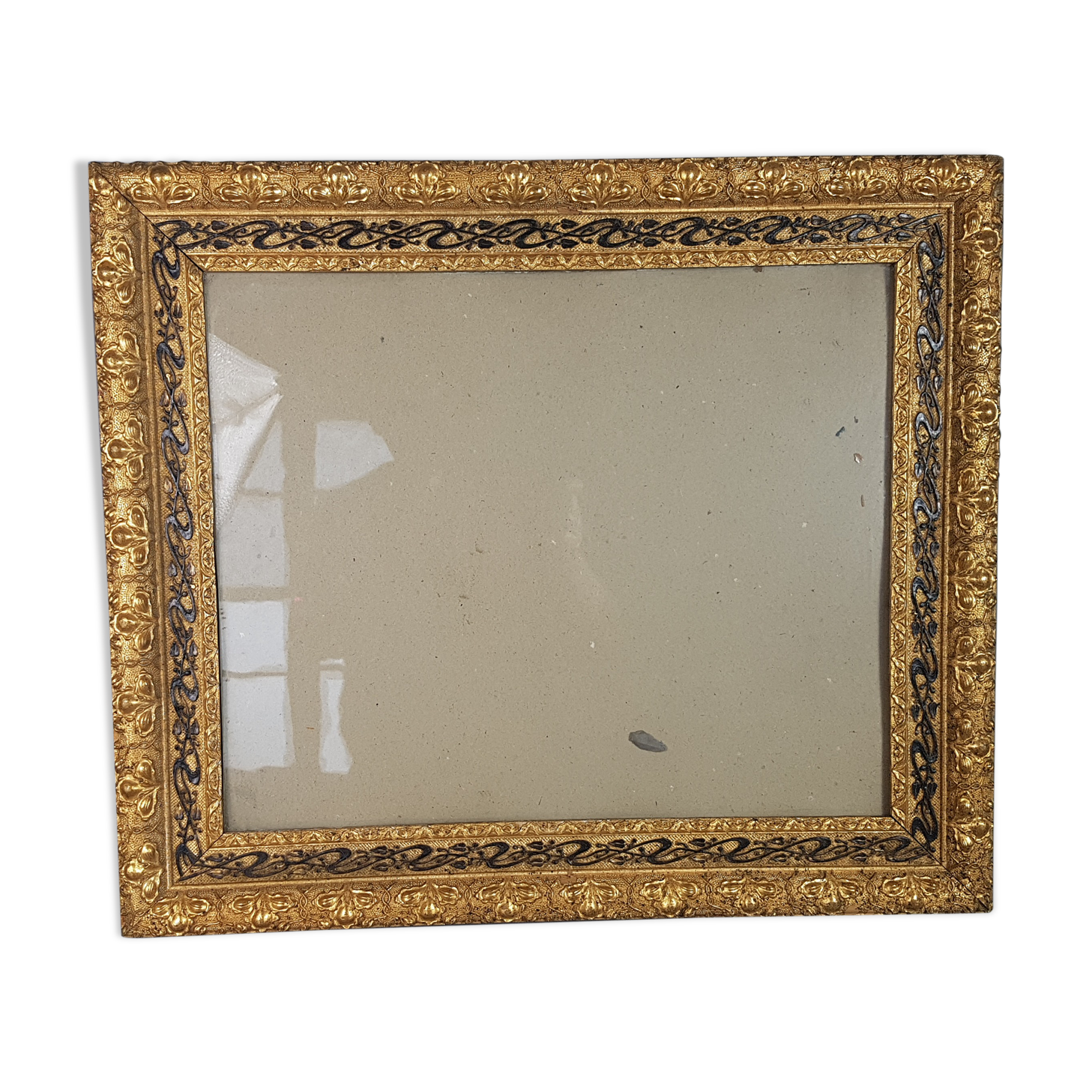 Old frame circa 1900, wood - gilded stucco with leaf - black laqué 53x45 cm leaf 42.5x35 cm SB