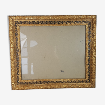Old frame circa 1900, wood - gilded stucco with leaf - black laqué 53x45 cm leaf 42.5x35 cm SB