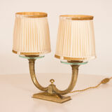 Pair of gilt bronze genet et michon lamps with original shades