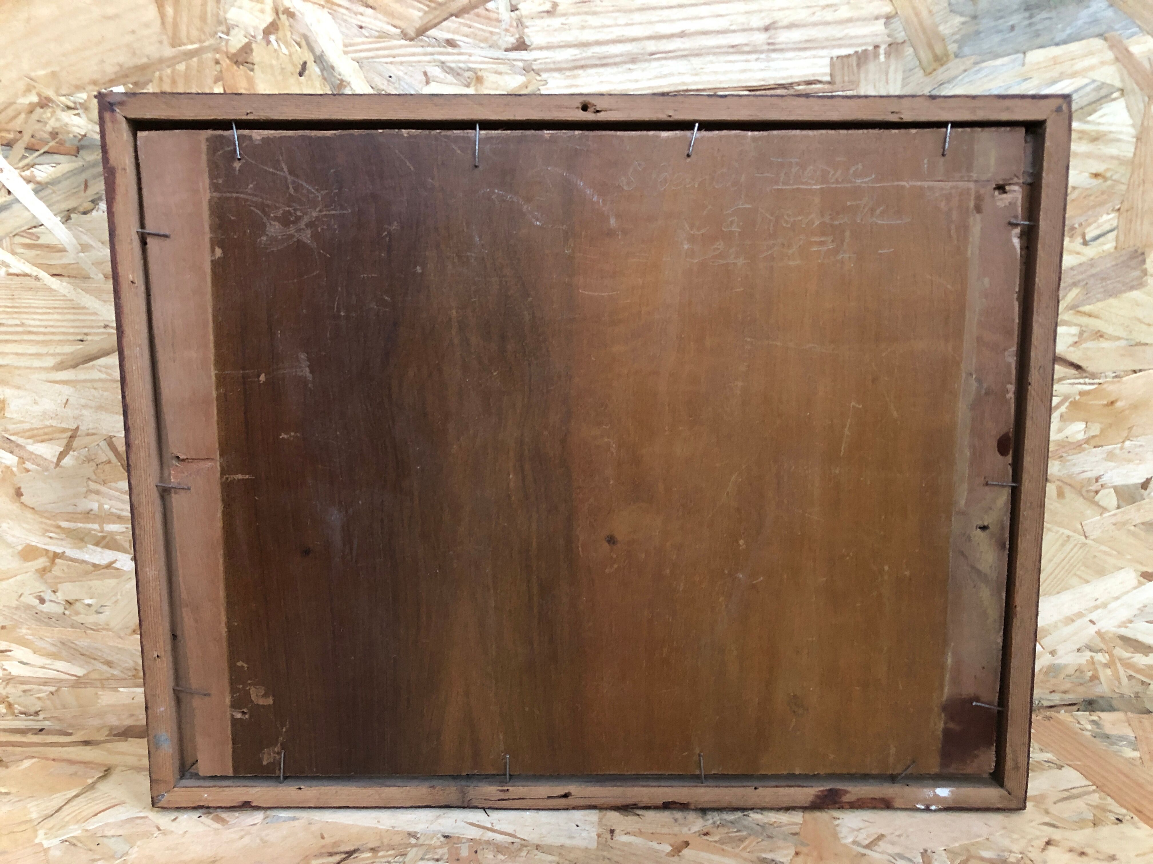 Old oil painting Savior Bernay Theric 1895 the Rhône with vintage wooden frame