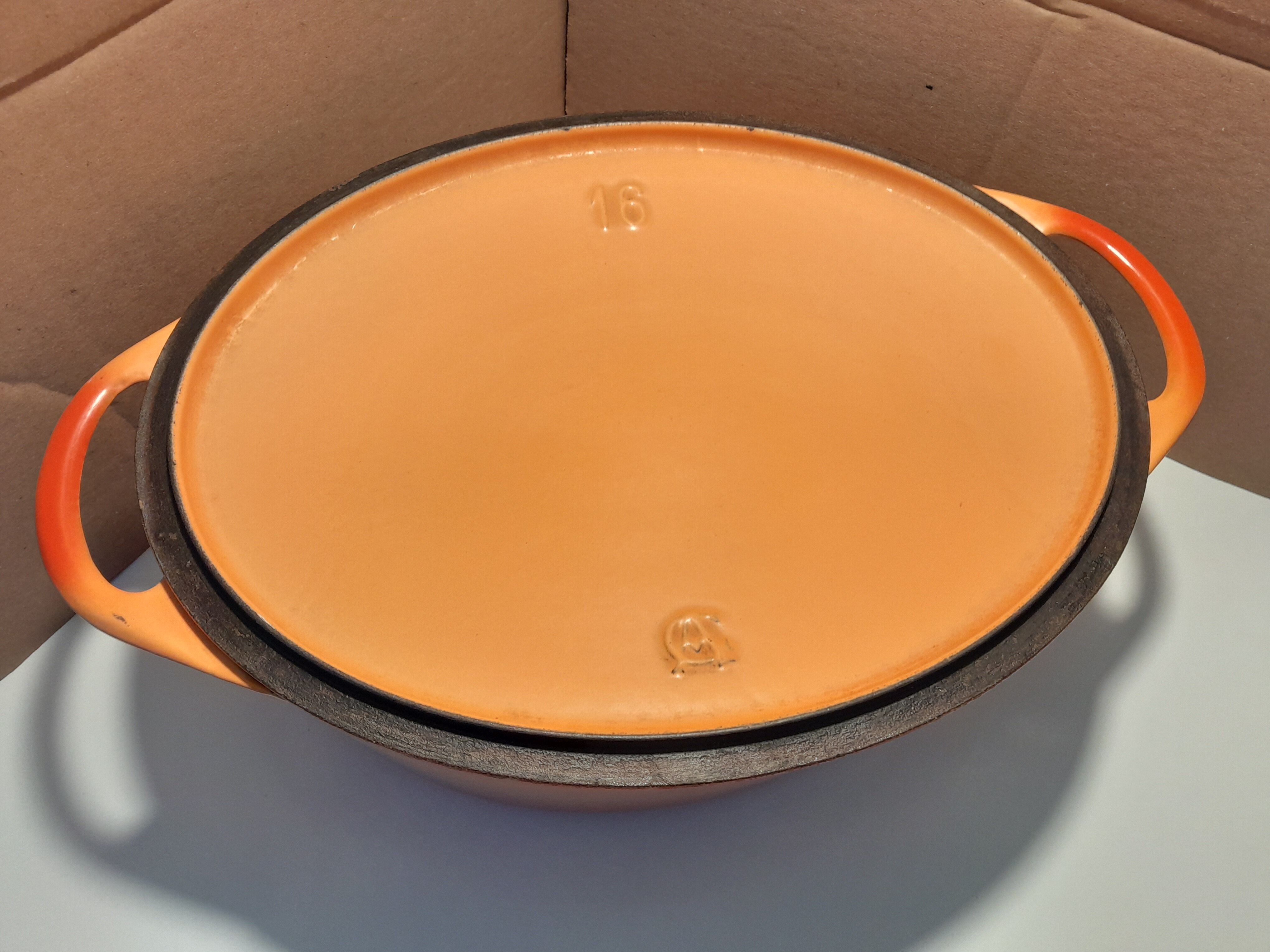 Vintage cast iron casserole orange 38.5 cm