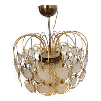 Vintage brass and mother-of-pearl chandelier