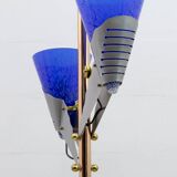 Relco Milano Modernist Italian Murano Glass and Brass Floor Lamp, 1980s