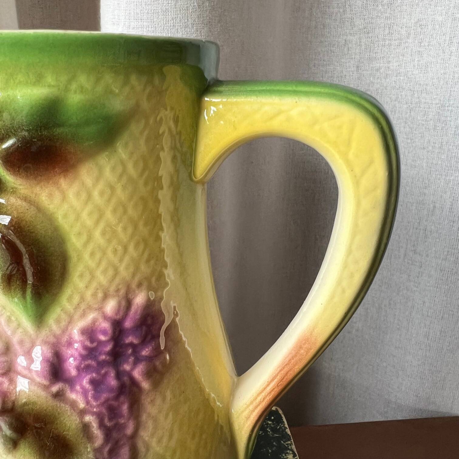 Antique St. Clement "Lilac" earthenware pitcher