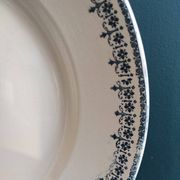 French vintage round serving plate, 32.5cm diameter, Longwy, mod. Bordeaux