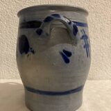 Grease pot in blue-patterned stoneware