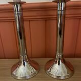 Silver metal candle holders