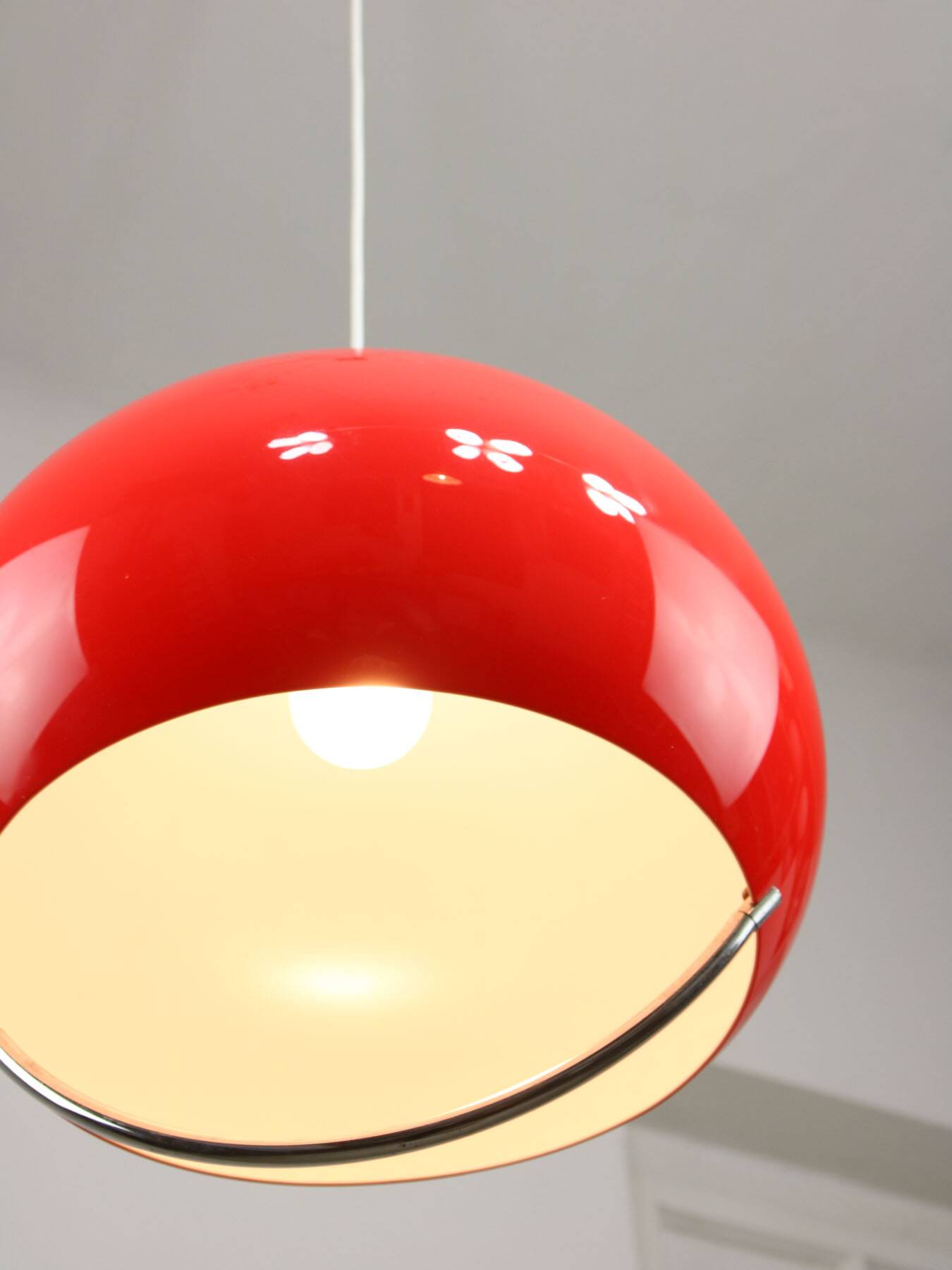 Space Age Italian Red Jolly Pendant Lamp from Guzzini