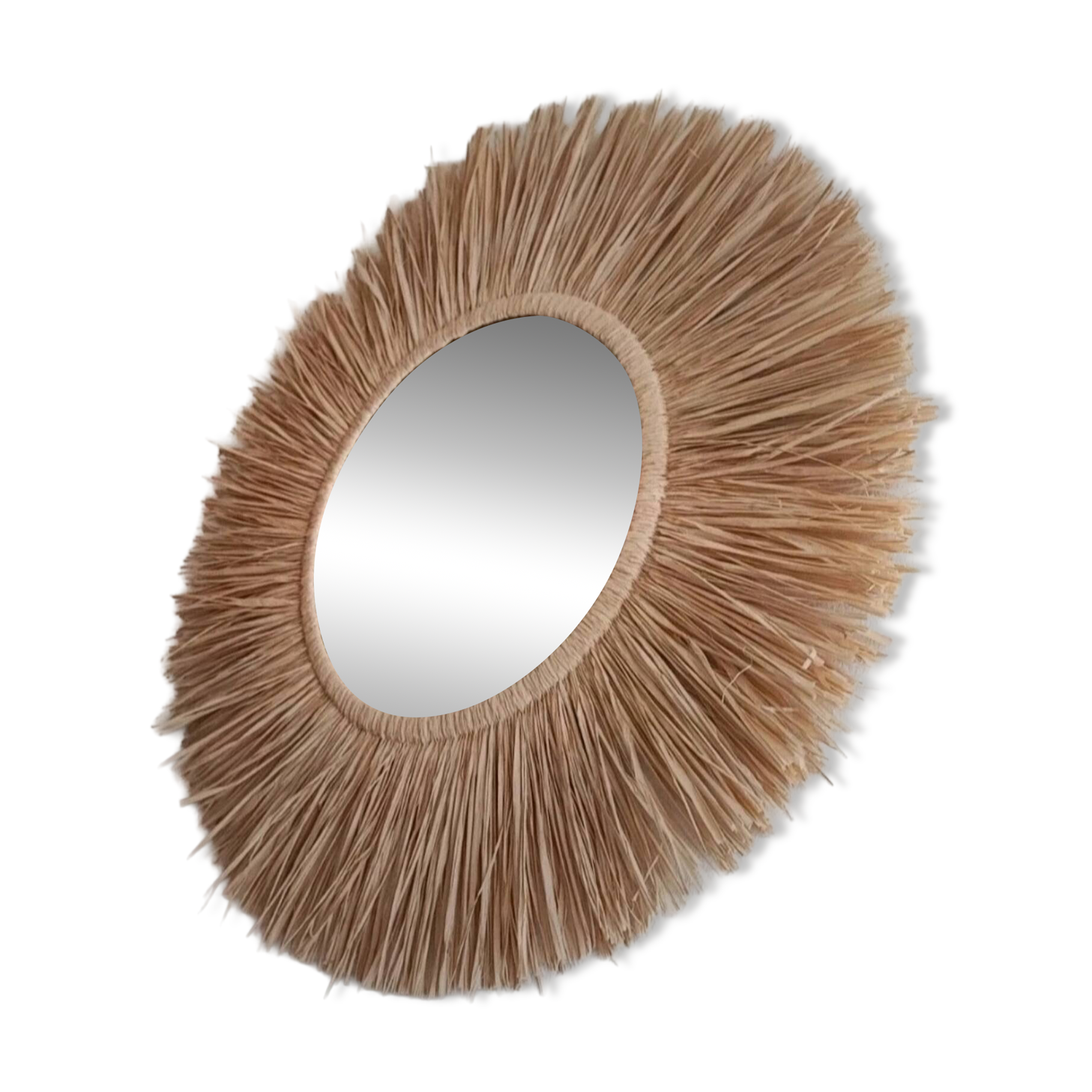 Miroir raphia fait main, création artisanale