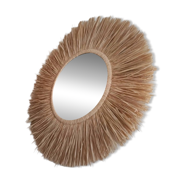 Miroir raphia fait main, création artisanale — Beyit