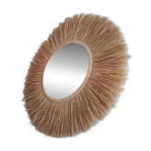 Handmade raffia mirror, artisanal creation.