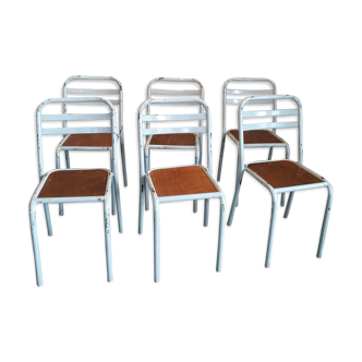 Set of 6 chairs metal school