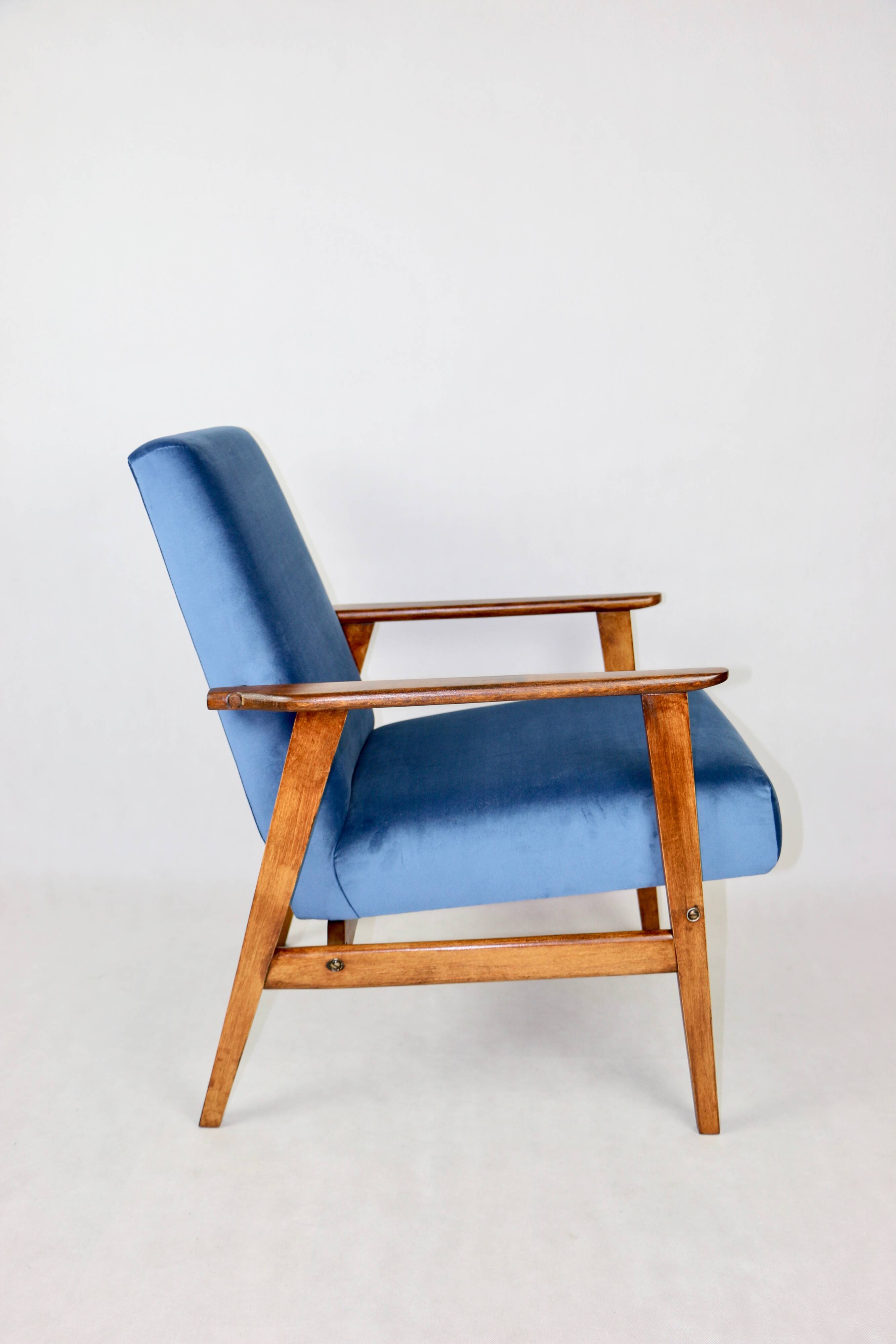 Vintage Ocean Blue Fox Easy Chair, 1970s