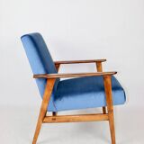 Vintage Ocean Blue Fox Easy Chair, 1970s