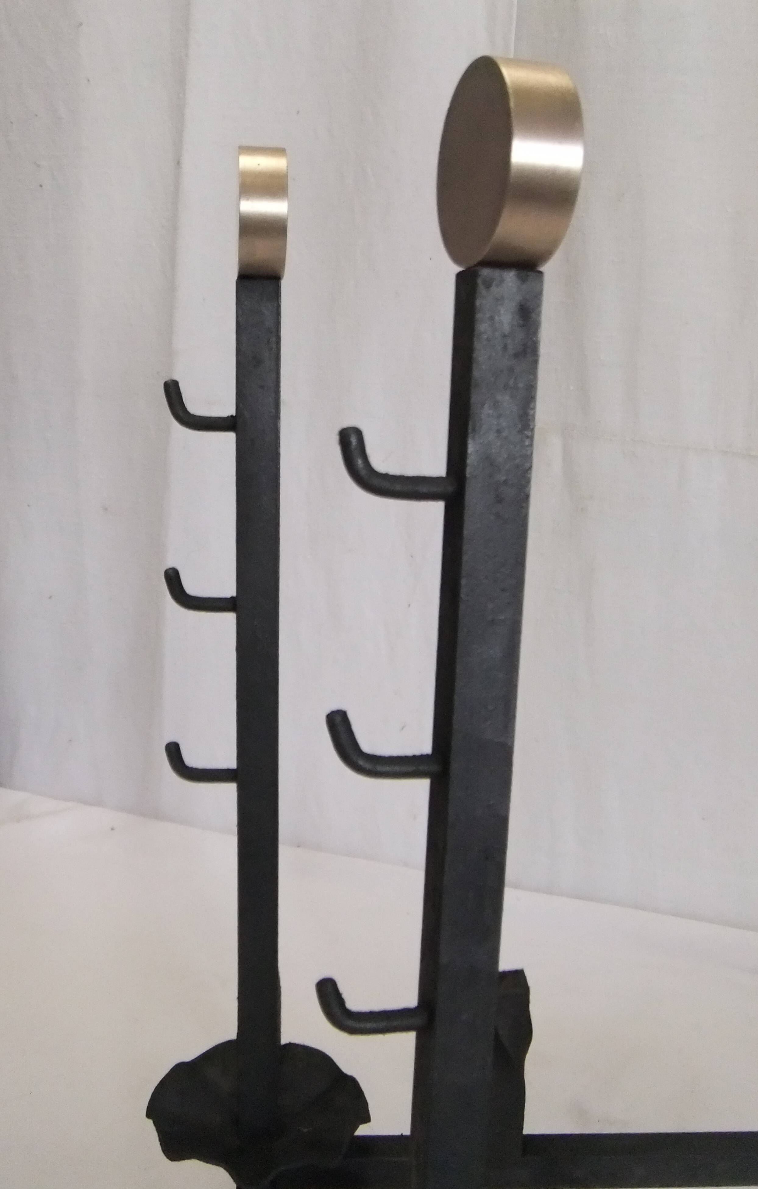 Bronze cast iron firewood fireplace accessory andier spit grill