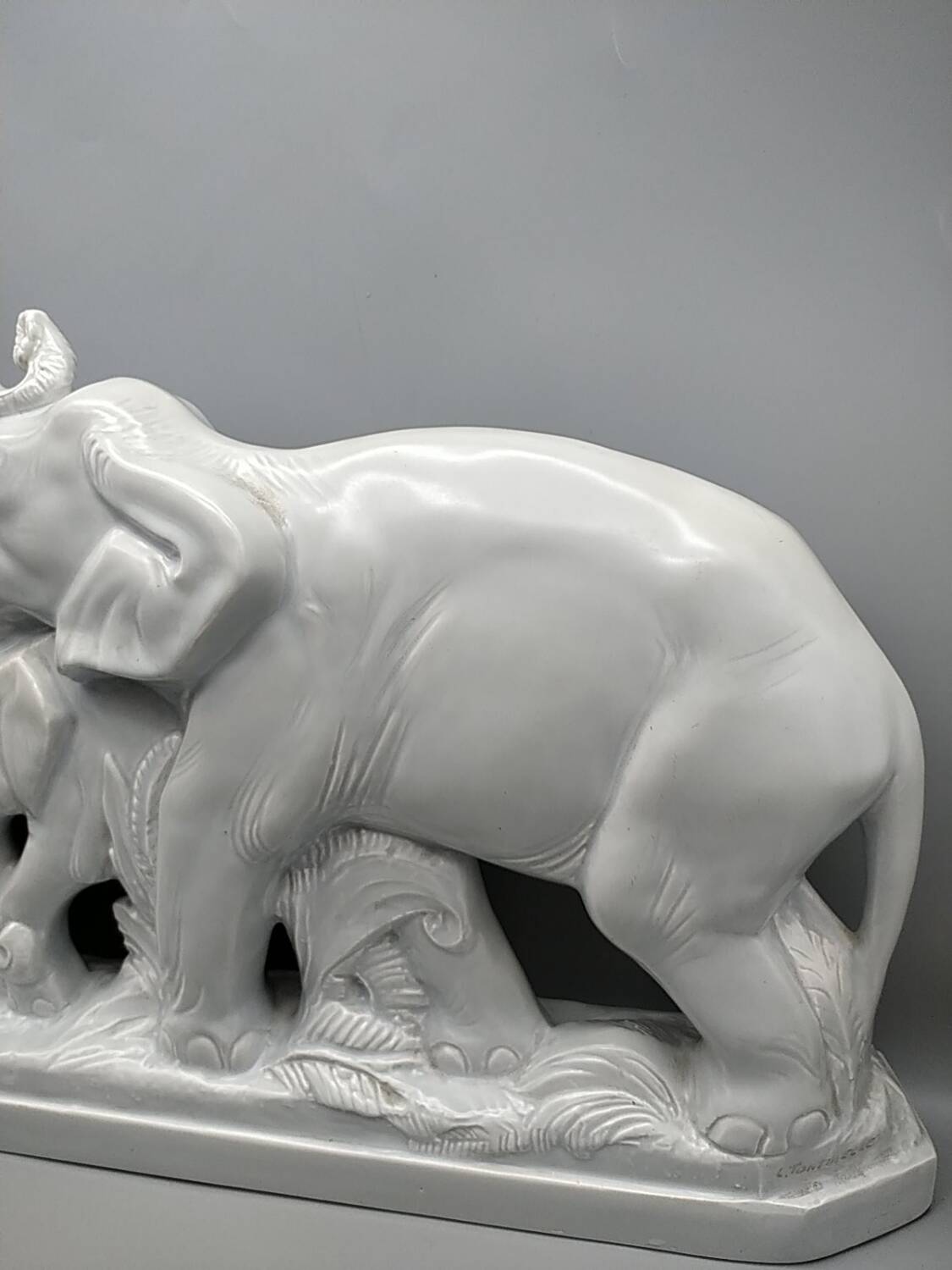 Ceramic elephant by Louis Fontinelle. Art Deco.