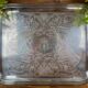 Silver-plated metal tray by Christofle – Floral decoration and monogram