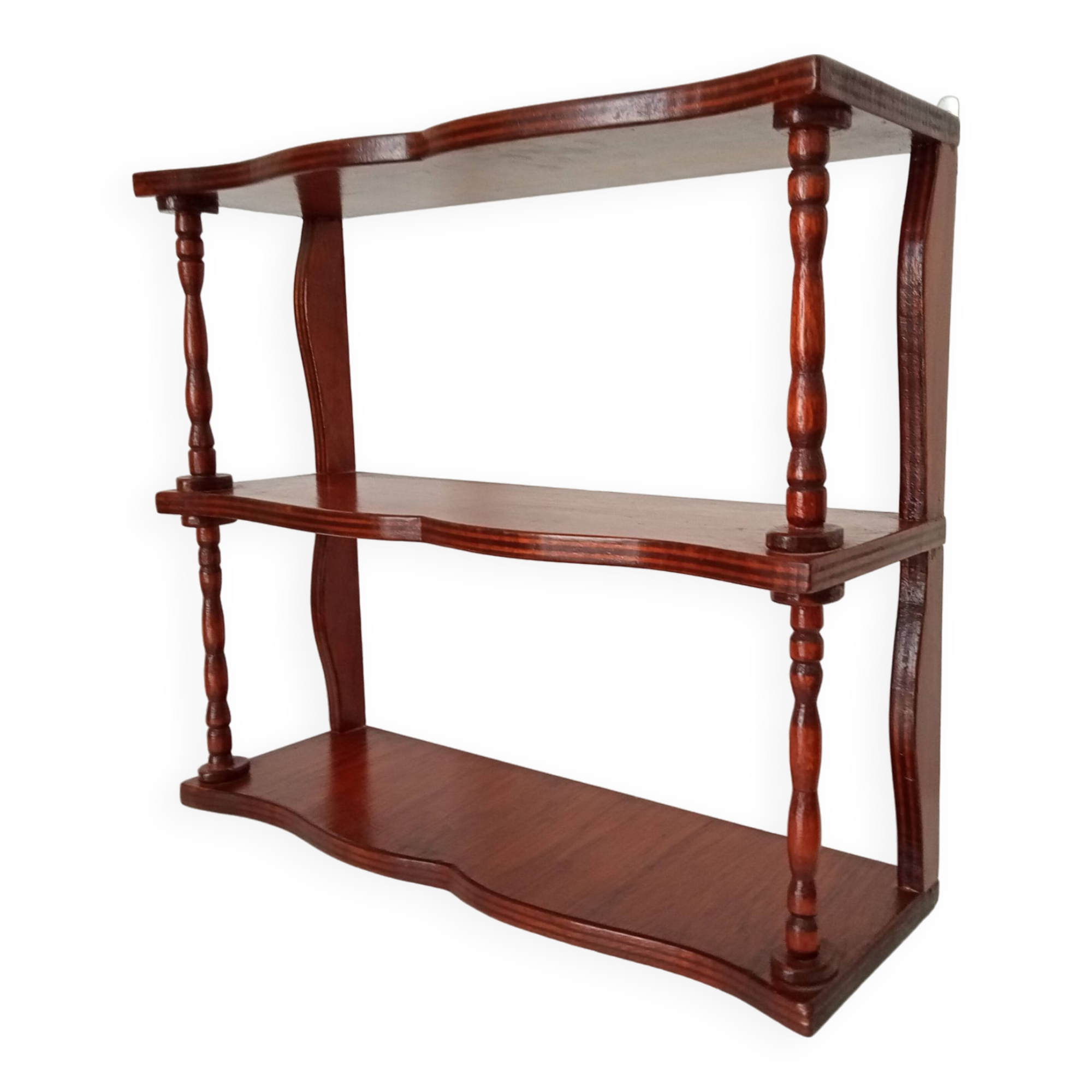 Vintage turned wood wall shelf