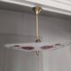 Vintage 1960s brass and glass pendant light with rose decor