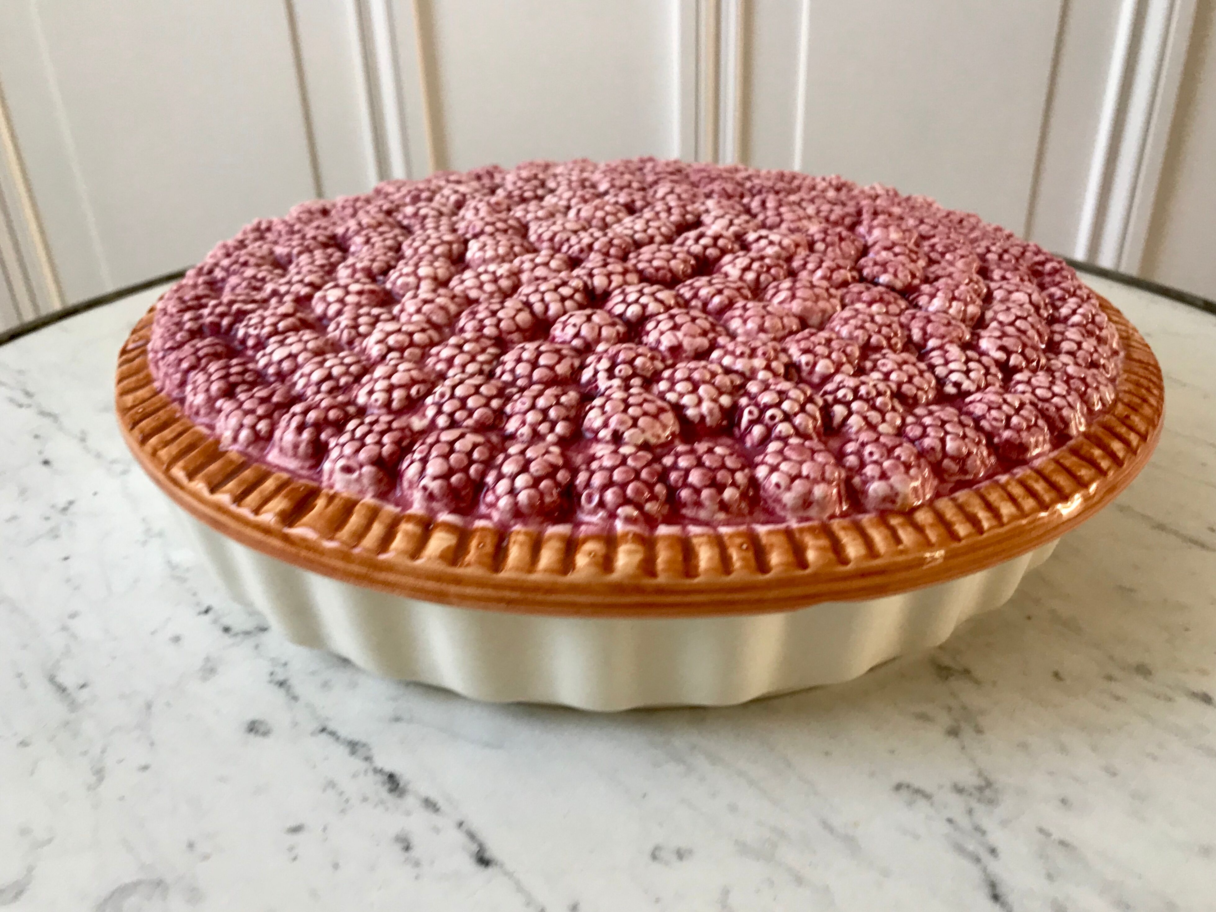 Vintage raspberry slurry pie dish 50s