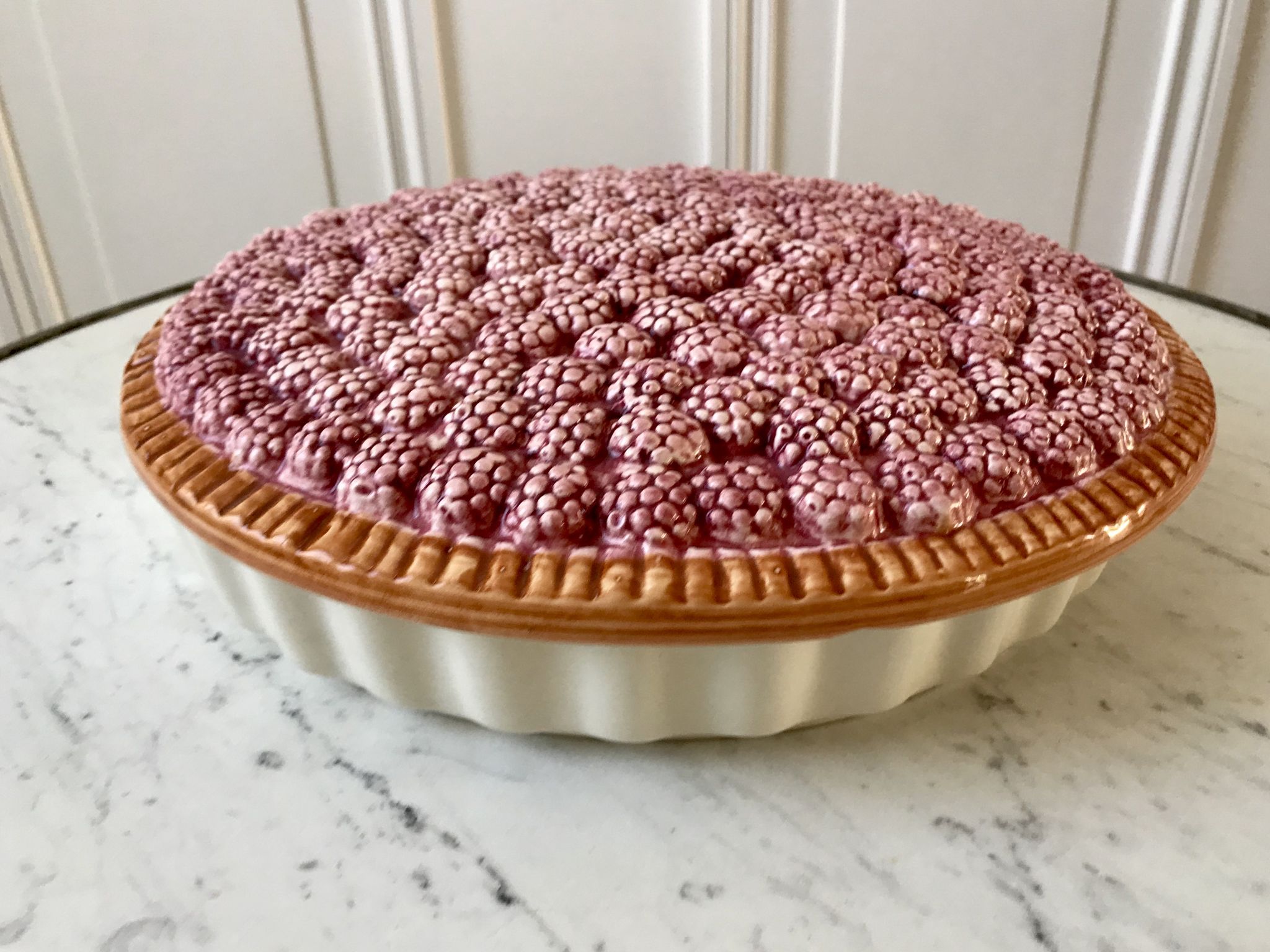 Vintage raspberry slurry pie dish 50s